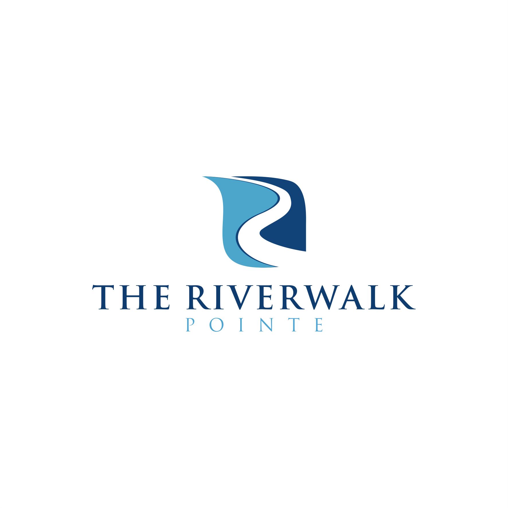 The logo for The Riverwalk Pointe features a stylized river.